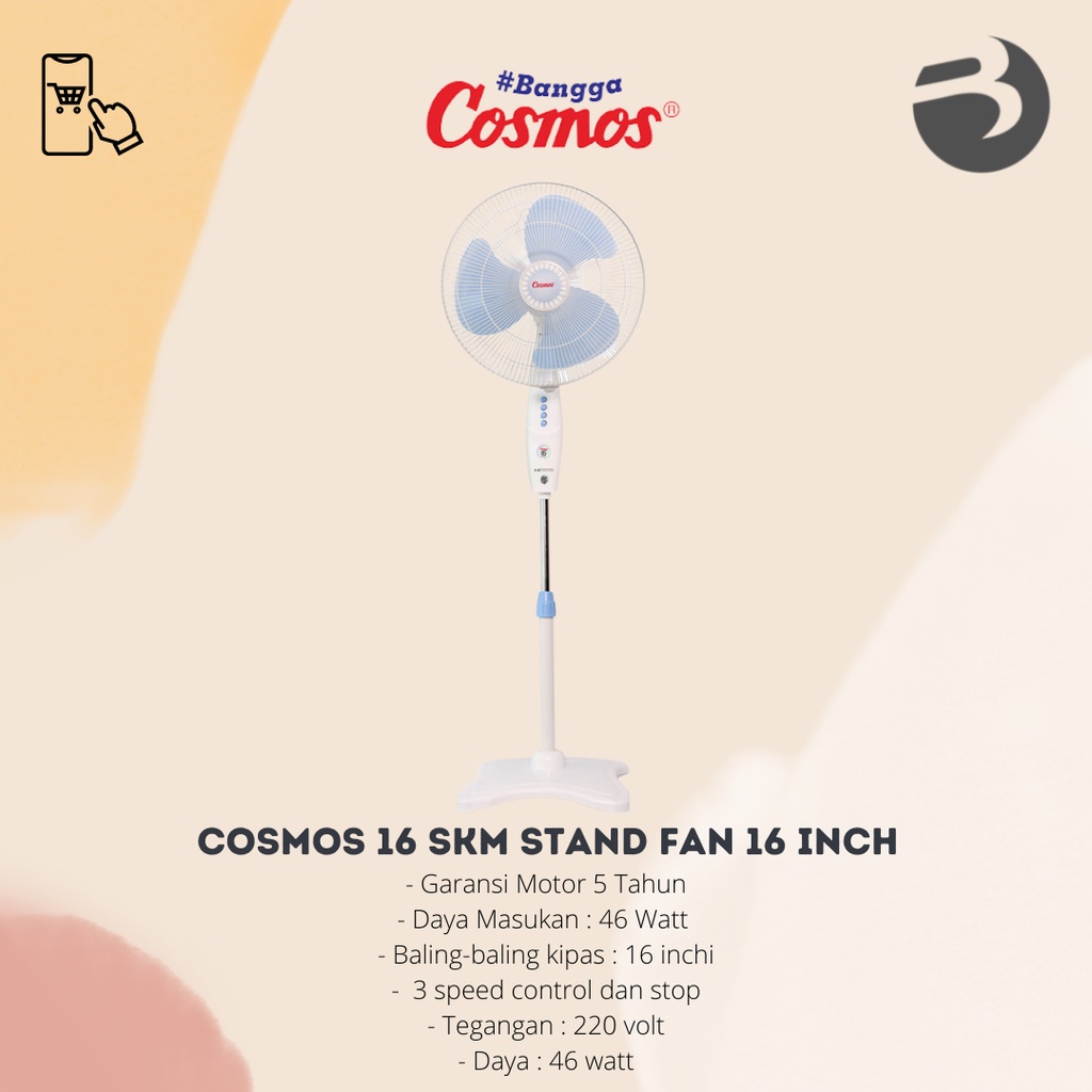 Jual KIPAS ANGIN BERDIRI COSMOS 16 SKM STAND FAN 16 INCH 16SKM GARANSI