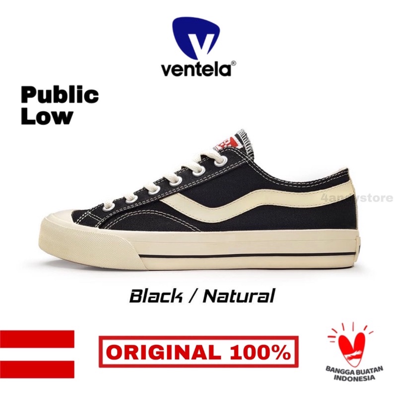 Jual Sepatu Ventela Public Low Black Natural Original Shopee Indonesia