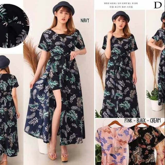 Jual Jumpsuit Belah Motif Bunga Shopee Indonesia