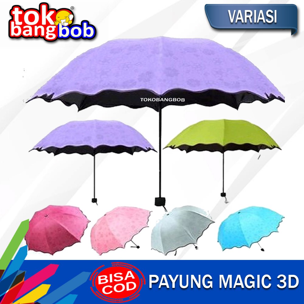 Jual Payung Lipat 3D Magic Umbrella 3 Dimensi Motif Muncul Jika Basah