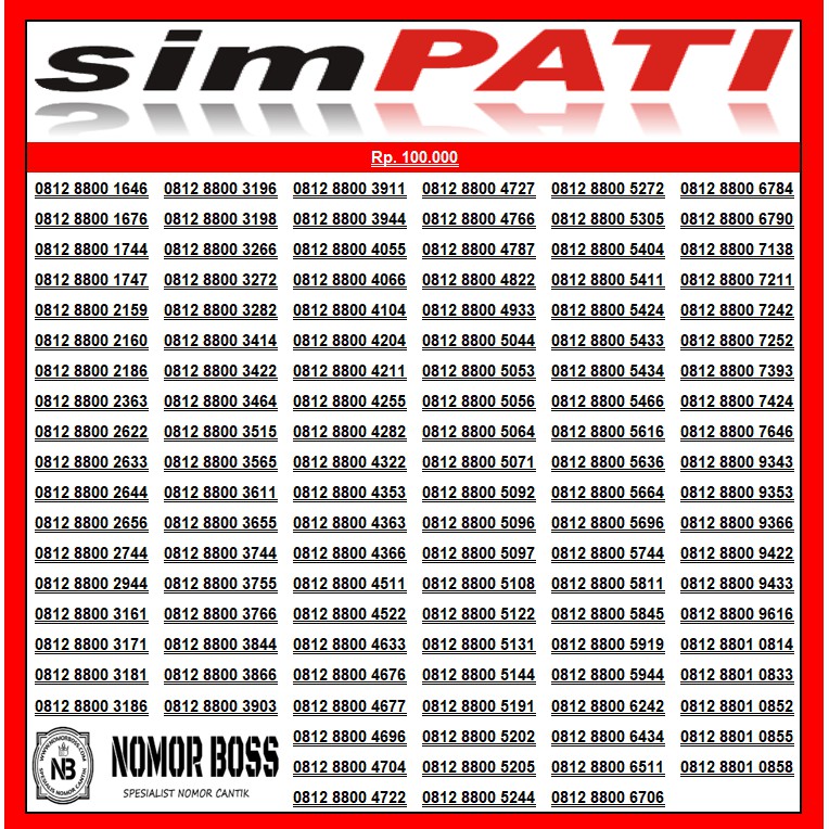 Jual NOMOR CANTIK SIMPATI 0812 8800 XXXX 4G KARTU PERDANA TELKOMSEL