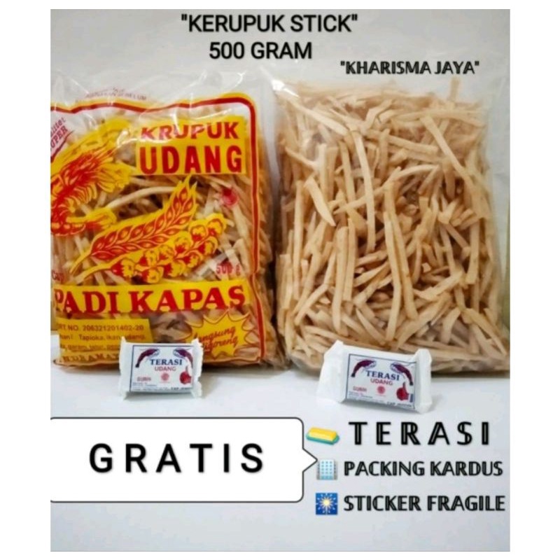 Jual Kerupuk Udang Stik Gram Padi Kapas Gratis Terasi Khas Cirebon