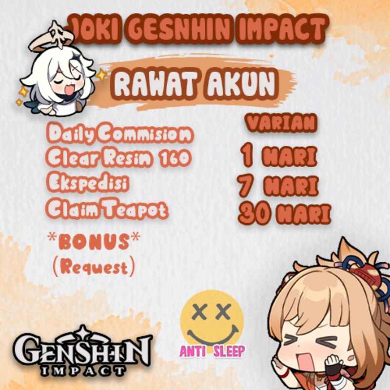 Jual JOKI GENSHIN IMPACT RAWAT AKUN Shopee Indonesia