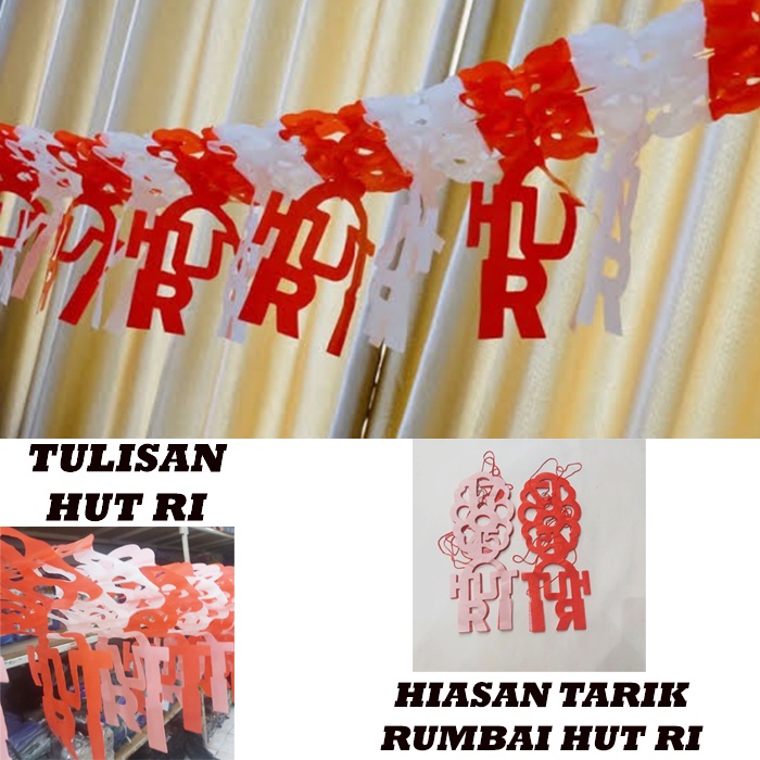 Jual Siap Kirim Banner Garland Rumbai Tarik Hut Ri Merah Putih Hiasan