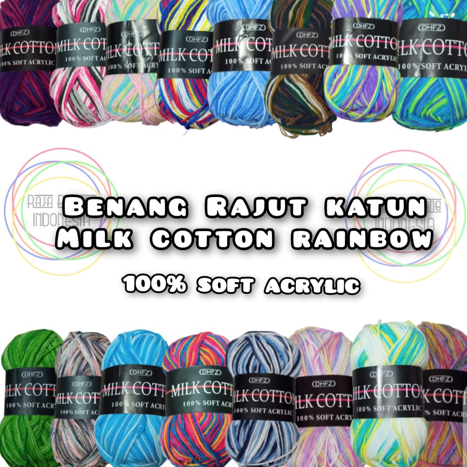 Jual Part Benang Rajut Katun Susu Milk Cotton Rainbow Ply