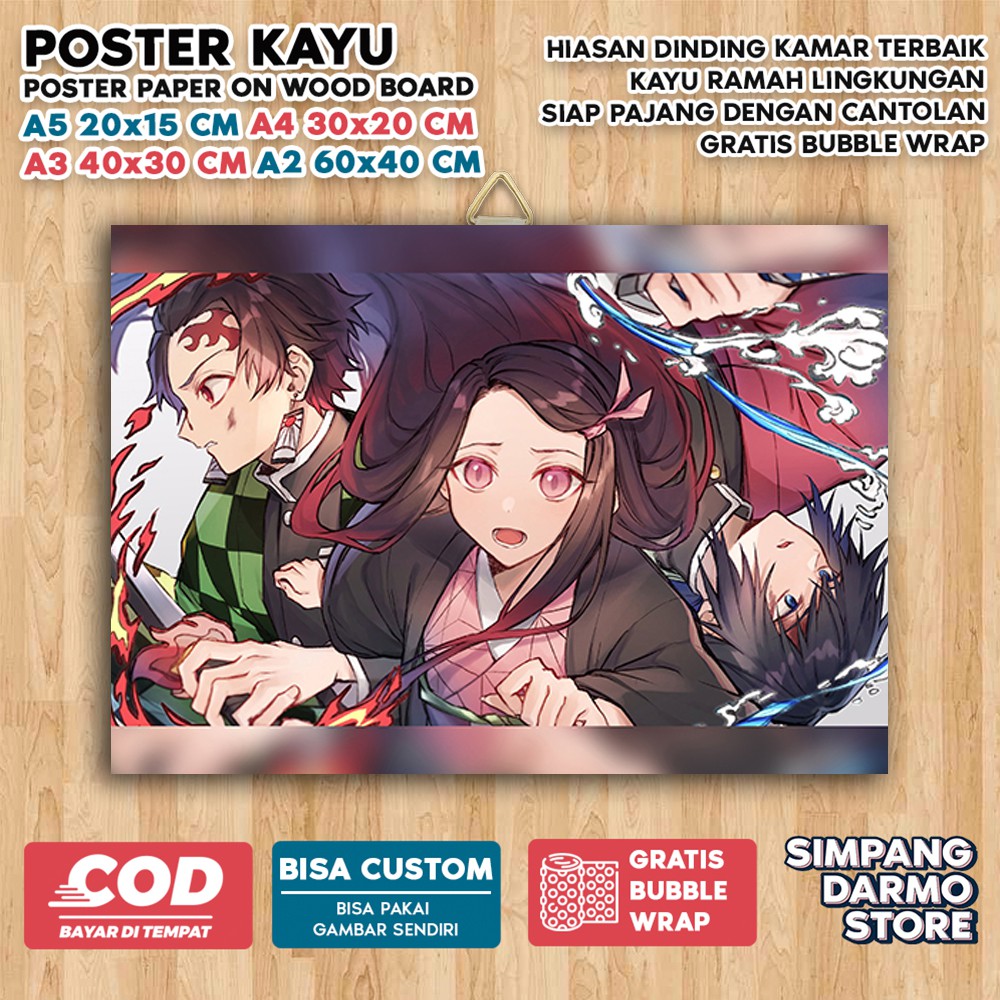 Jual Poster Kayu Kimetsu No Yaiba Terbaru Dark Aestehic Tema Anime Wibu