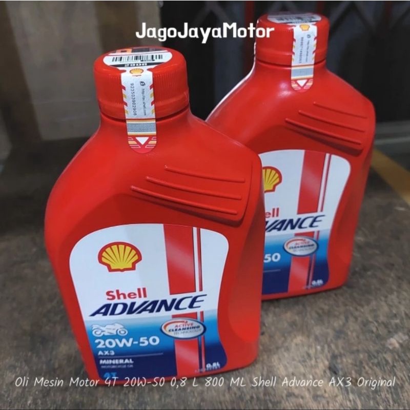 Jual Oli Mesin Motor 4T 20W 50 0 8 L 800 ML Shell Advance AX3 Original