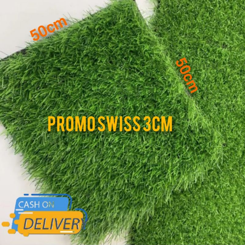 Jual Rumput Sintetis Ukuran 50cm X 50cm Tipe Swiss Full Hijau Tebal