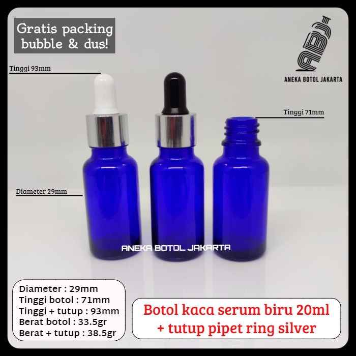 Jual Botol Kaca Serum Biru Ml Pipet Tetes Ring Silver Shopee Indonesia