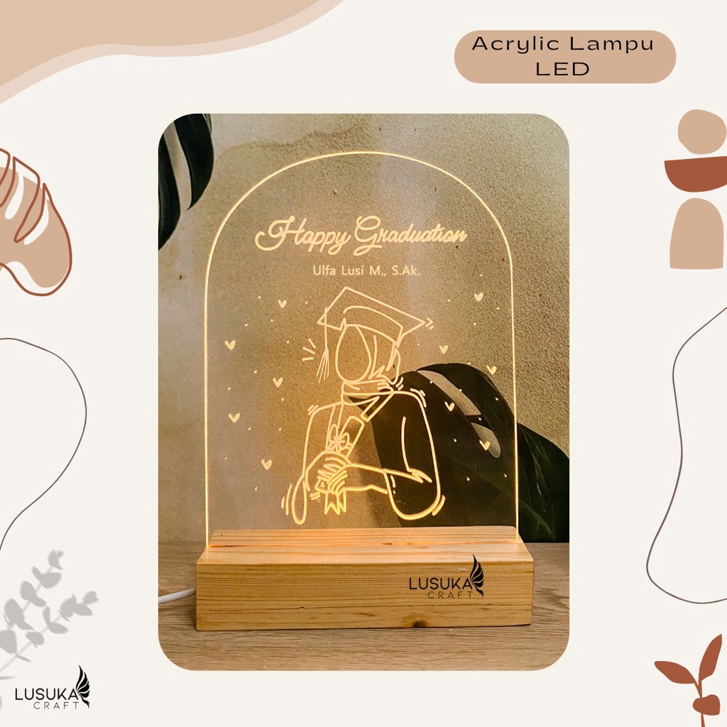 Jual Custom Gift Akrilik Led Lampu Sketsa Handwriting Hadiah Wisuda