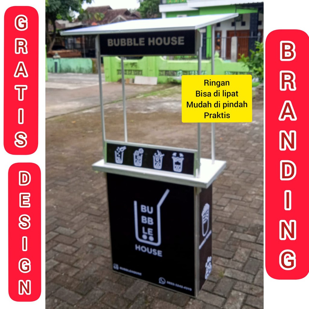 Jual Gerobak Lipat Atap Booth Portable Minuman Eventdesk Gratis