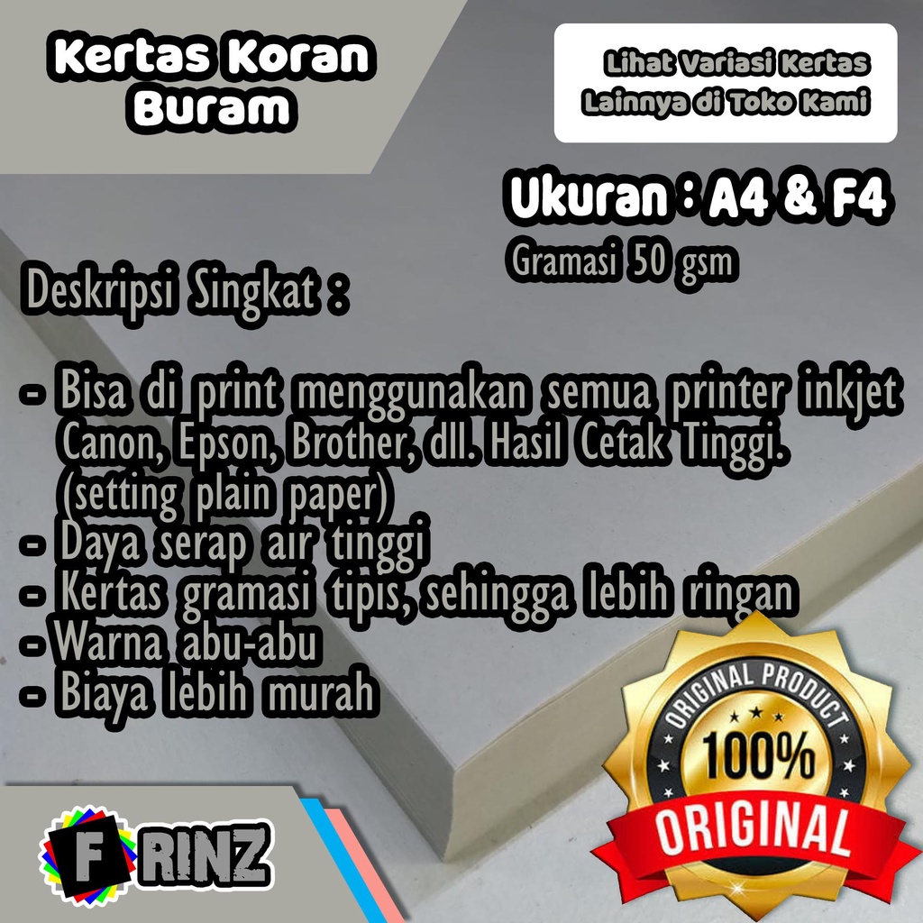 Jual Kertas Koran Buram F4 A4 Kertas Puyer Perkamen Coret Coretan