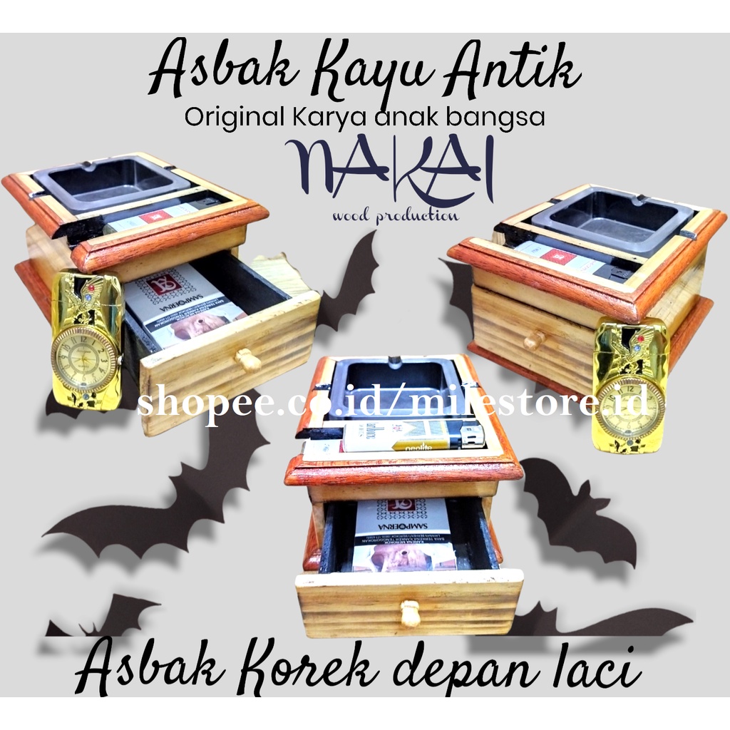 Jual ASBAK KAYU ASBAK ROKOK KAYU UNIK SOUVENIR ASBAK MURAH ASBAK LACI