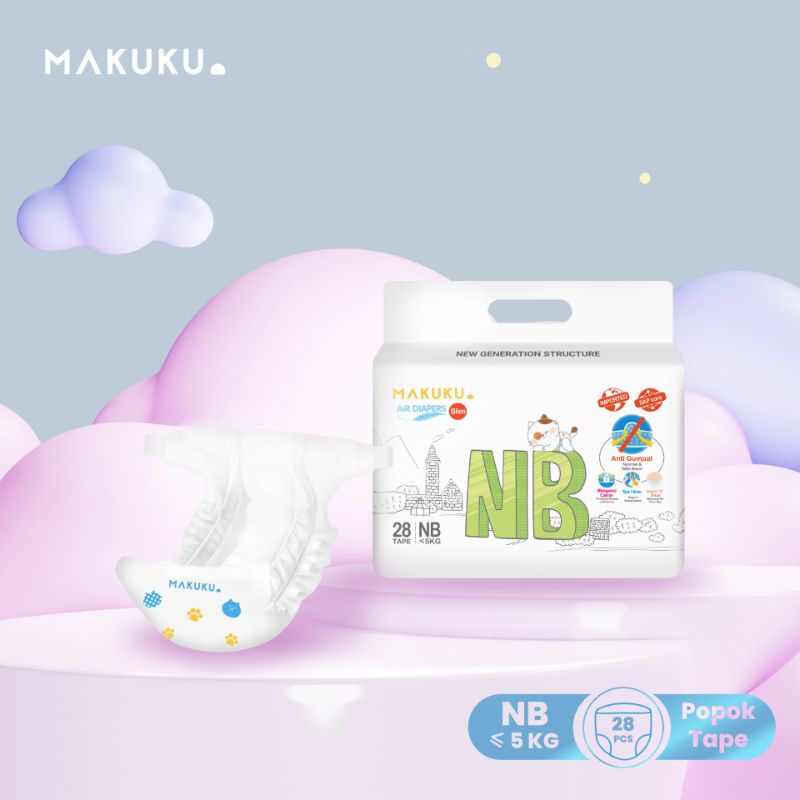 Jual MAKUKU DIAPERS AIR PRO SERIES SLIM NB28 TAPE POPOK BAYI TIPE