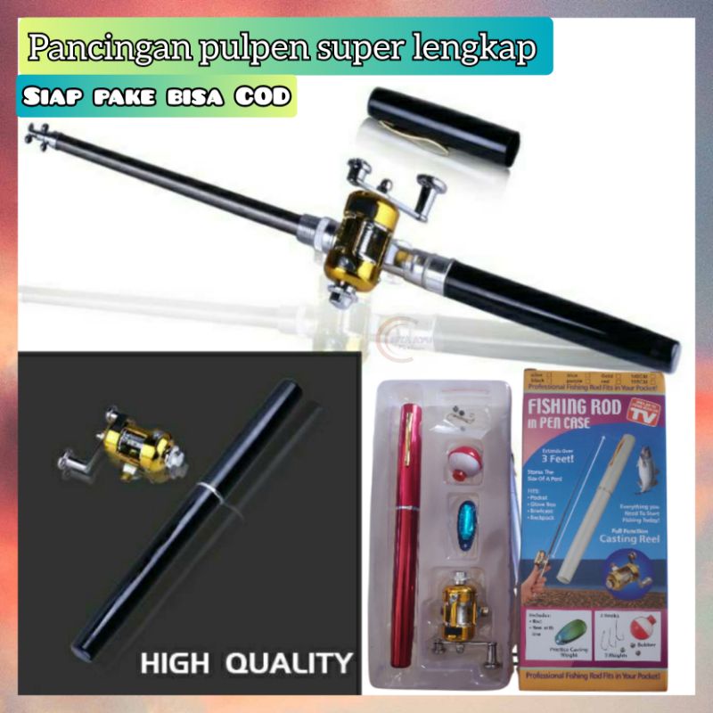 Jual Joran Pancing Mini Pancingan Pulpen Lengkap Reel Senar Shopee