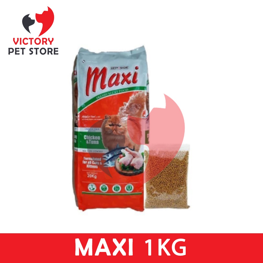 Jual MAKANAN KUCING MAXI CAT FOOD CHICKEN TUNA 1KG REPACK ASLI Shopee