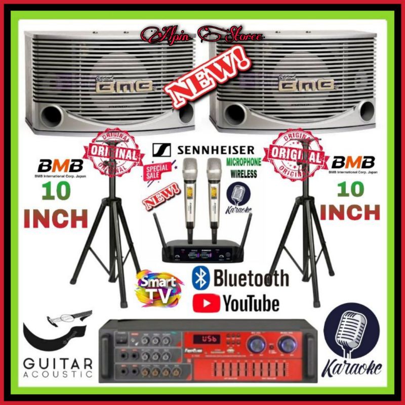 Jual Paket Karaoke BMB 10 Inch Ampli Bluetooth Connect Smart Tv Mic