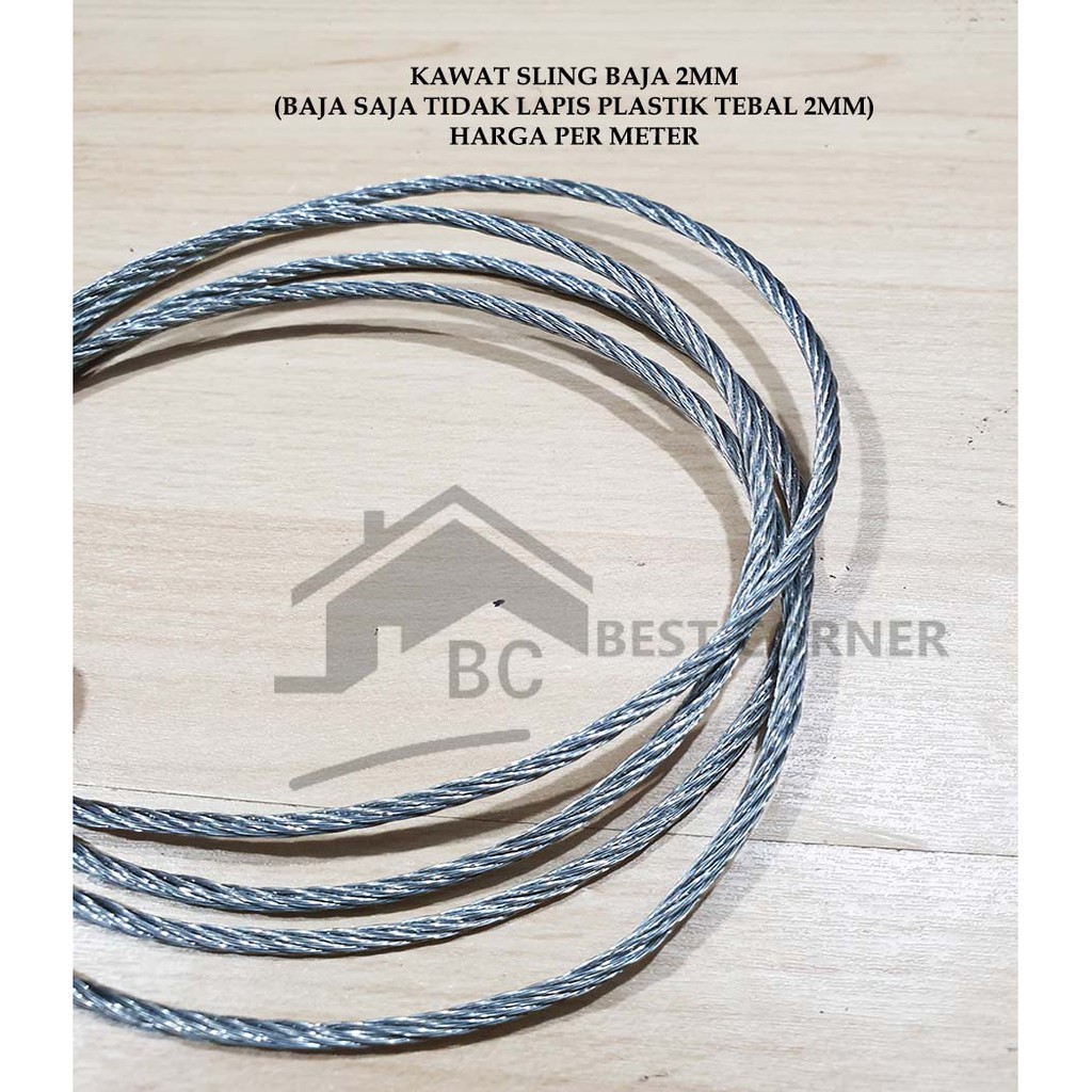 Jual Kawat Sling Baja 2 MM Kawat Seling Baja TIDAK LAPIS PLASTIK