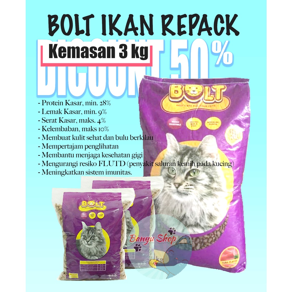 Jual Makanan Kucing Bolt Kg Gr Tuna Bentuk Ikan Cat Dry Food