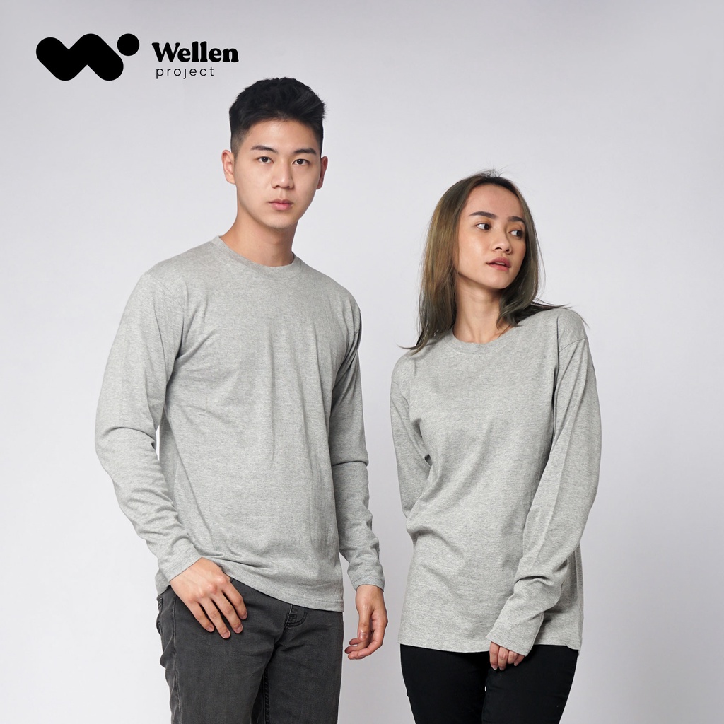 Jual Wellen Project Kaos Polos Dewasa Lengan Panjang Cotton S Abu