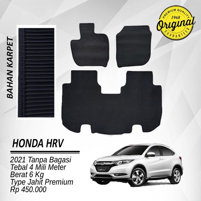 Jual Karpet Karet Mobil Honda HRV 2021 Black Tipe Jahit Fullset Sampai