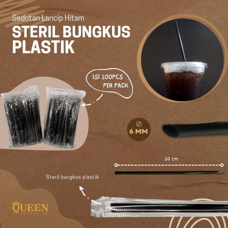 Jual Sedotan Lancip Hitam Steril Bungkus Plastik Mm Cm Isi Pcs