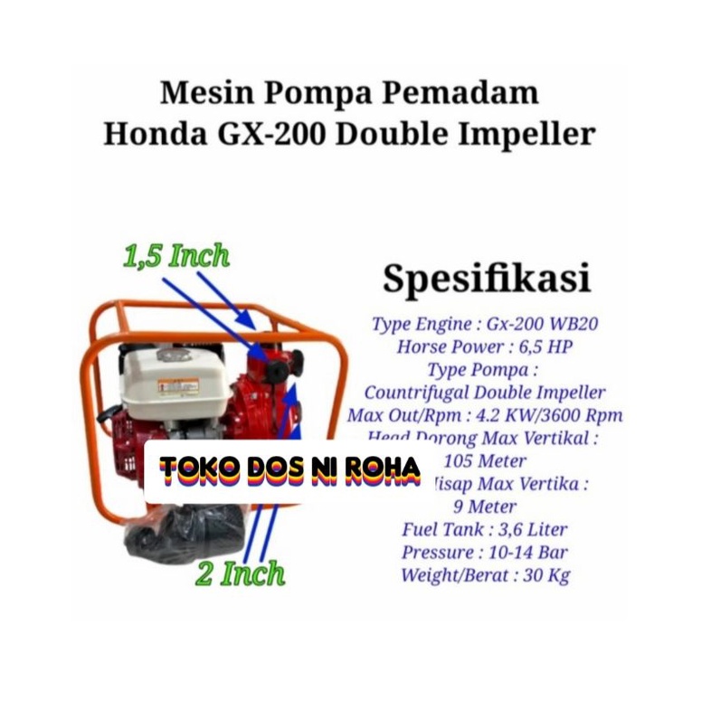 Jual Mesin Pompa Pemadam Gx Hp Duble Impller Tekanan Tinggi