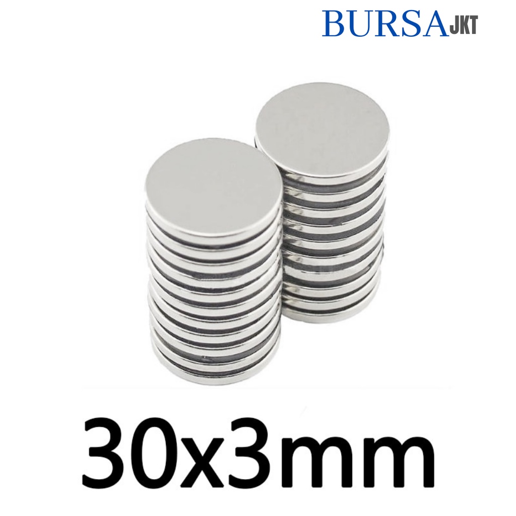 Jual MAGNET SUPER KUAT N52 NEODYMIUM N52 BULAT STRONG NdFeB 30 X 3 MM