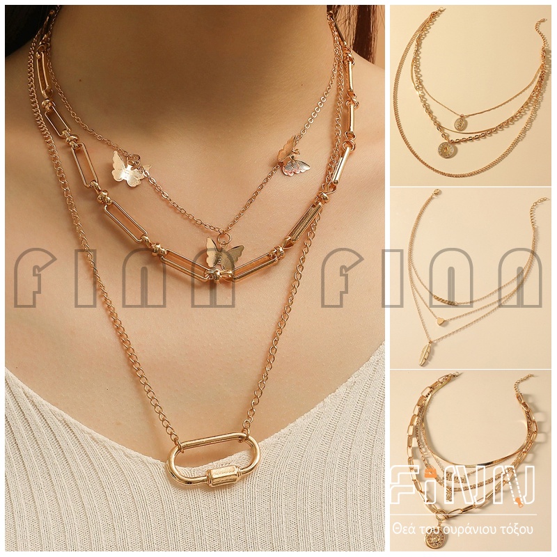 Jual Kalung Choker Multilayer Liontin Gaya Retro Untuk Wanita Kalung