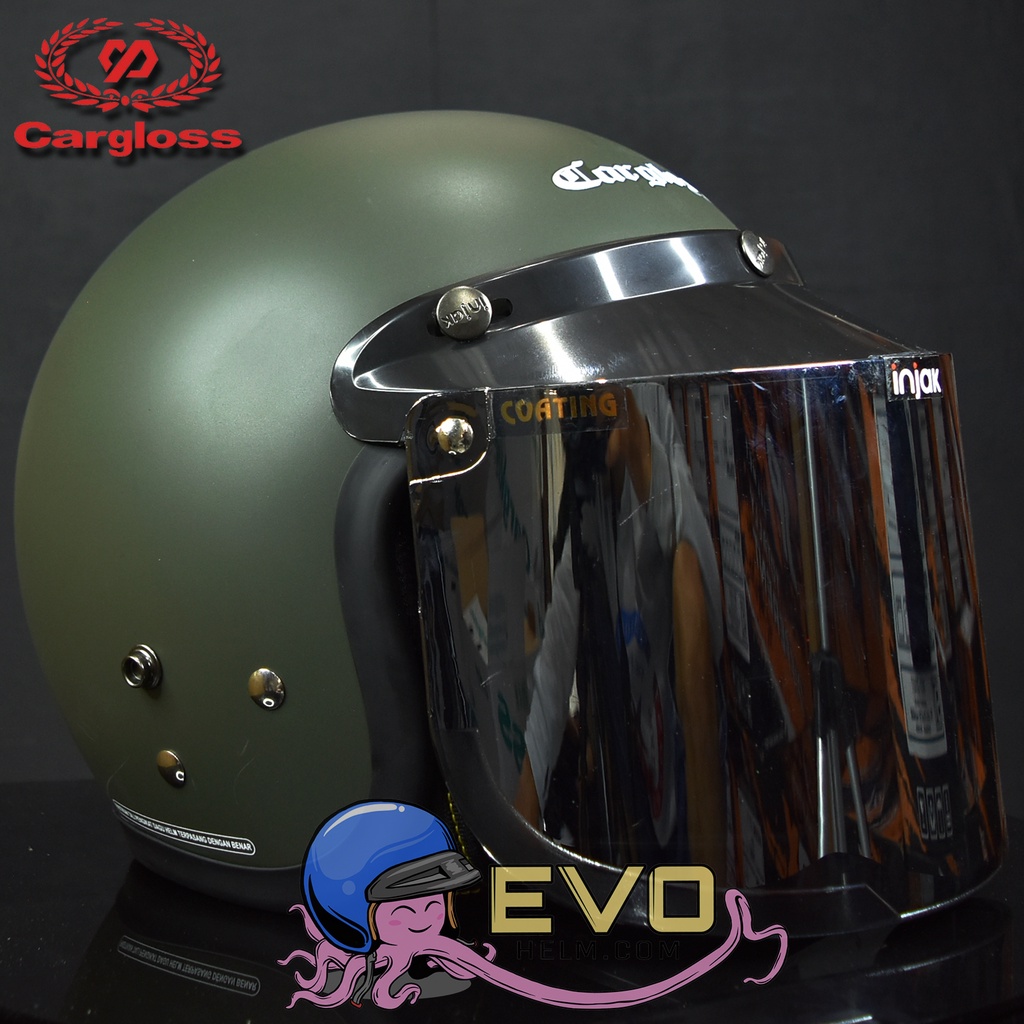 Jual HELM CARGLOSS ORIGINAL CFM RETRO ARMY HALF FACE GREEN ARMY DOFF