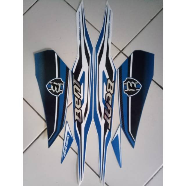 Jual Stiker Striping Honda Beat Fi Iss Putih Biru Shopee Indonesia