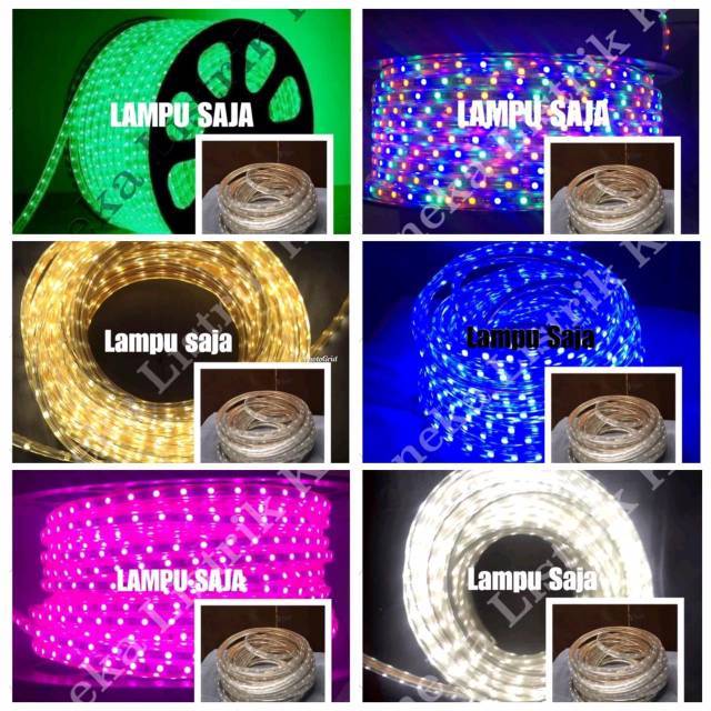 Jual Lampu LED STRIP SELANG SMD 5050 220V OUTDOOR PUTIH KUNING BIRU