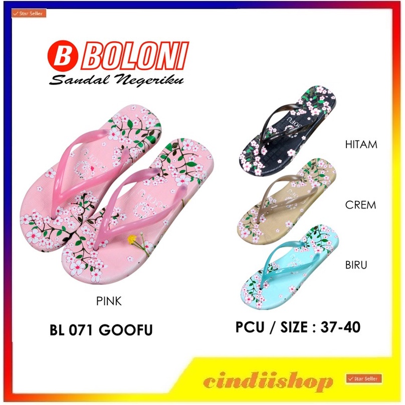 Jual Sandal Japit Wanita Boloni Goofu Sendal Jepit Karet Motif Bunga