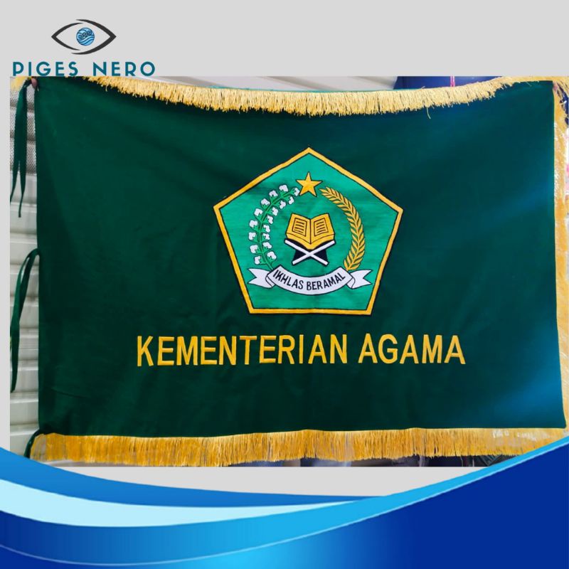 Jual Bendera Ruangan Pataka Kemenag RI 90 X 135 Cm Bordir Shopee