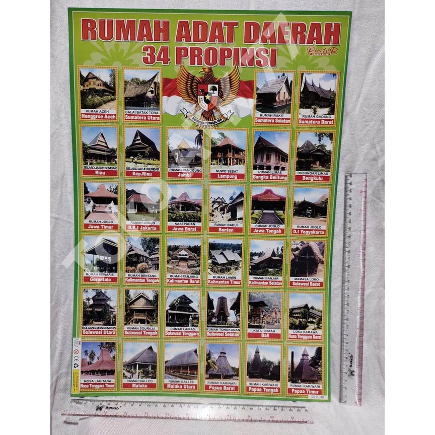 Jual Poster Rumah Tradisional Adat Khas Daerah Propinsi Nusantara