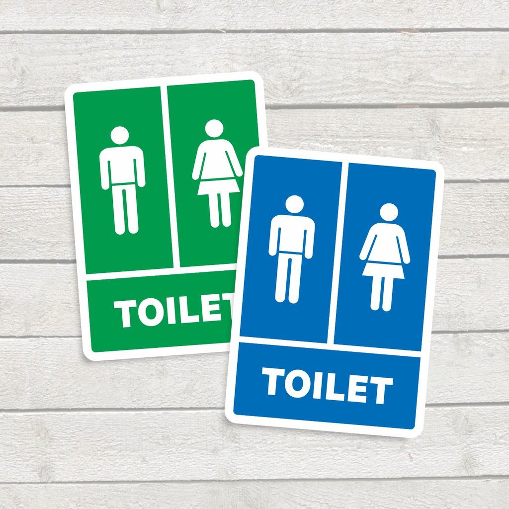 Jual Sticker Label Sign Vinyl Stiker Pintu Toilet Kamar Mandi 14 X 19 5