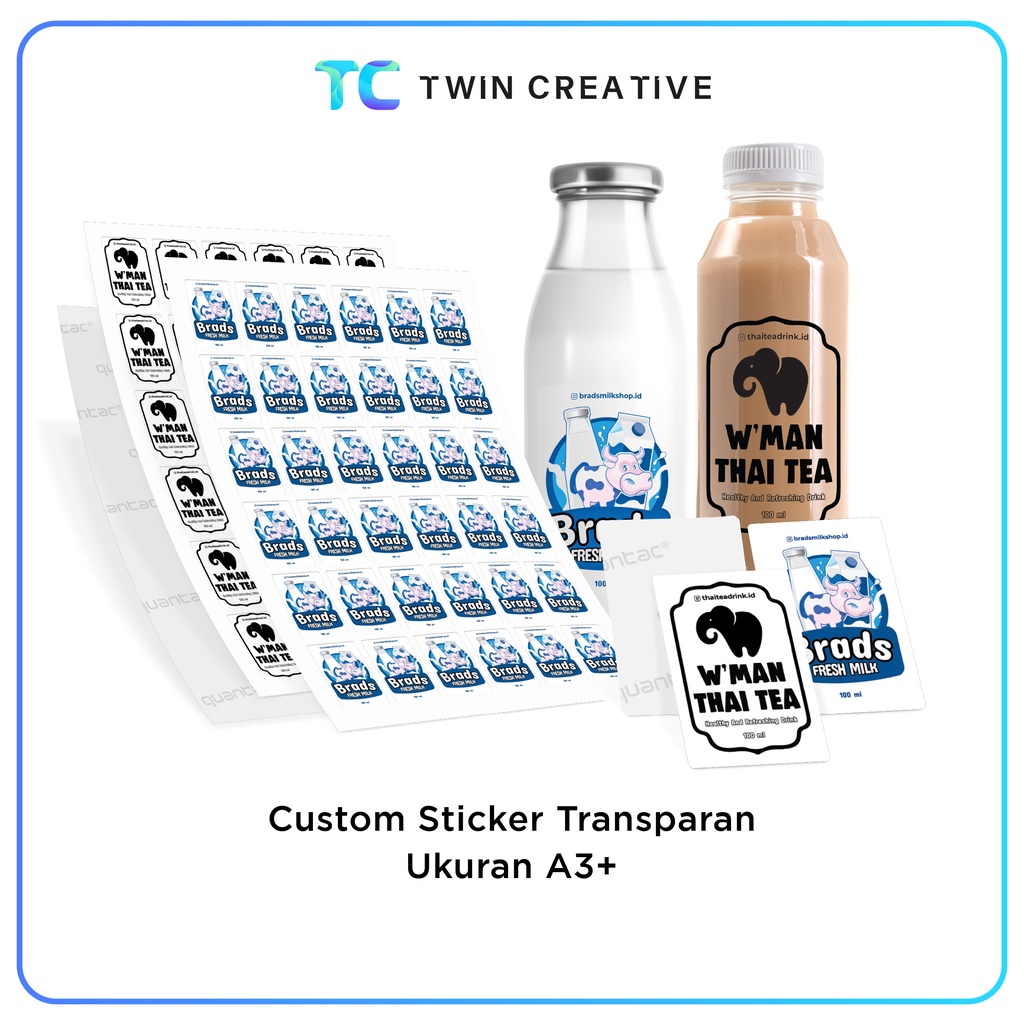 Jual Custom Cetak Stiker Label Transparan Anti Air Custom Kemasan Botol