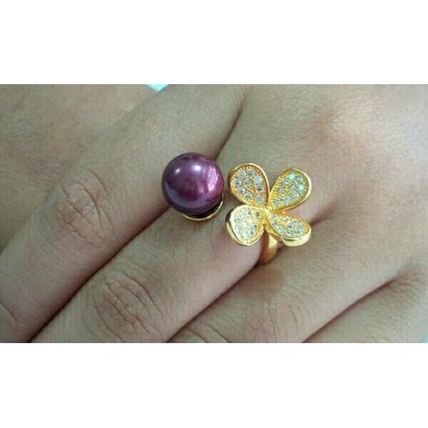 Jual Cincin Cantik Cincin Mutiara Lombok Asli Air Tawar Rangka Rodium