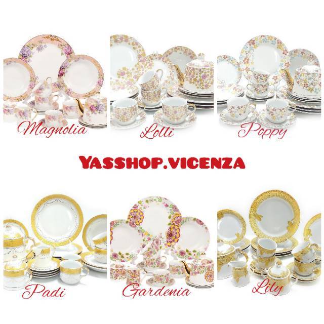 Jual Original Vicenza Perangkat Makan Piring Gelas Dinner Set D