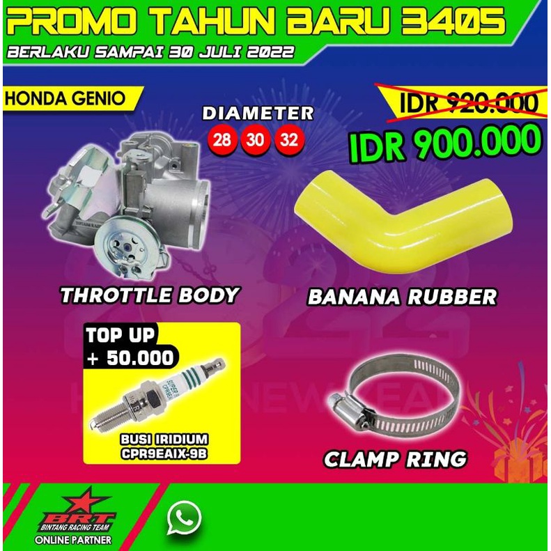 Jual Throttle Body BRT TB 28mm 30mm 32mm Genio All New Beat Deluxe