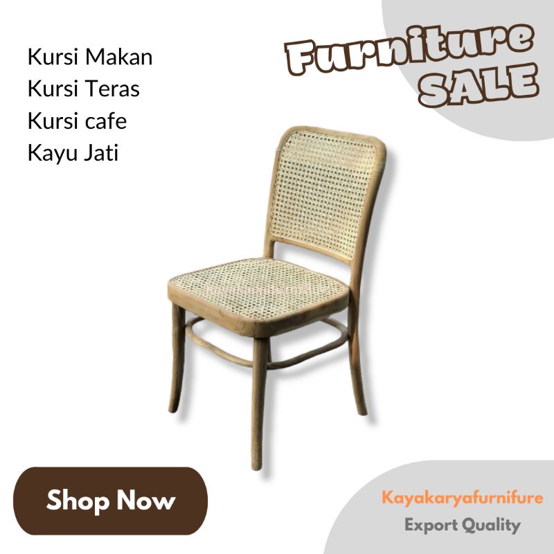 Jual Kursi Cafe Rotan Kayu Jati Dining Chair Rattan Teak Wood Kursi