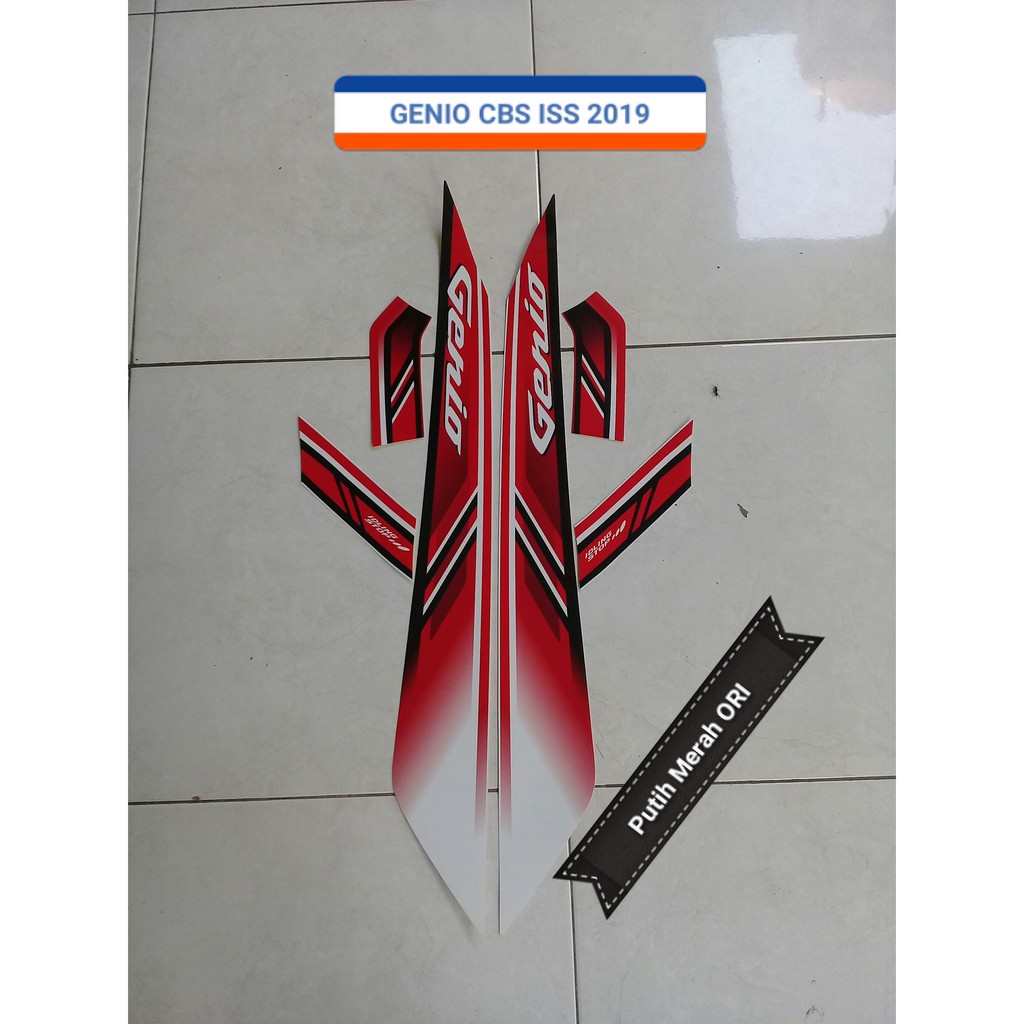 Jual Striping Lis Sticker Motor Honda Genio Cbs Iss Putih Merah