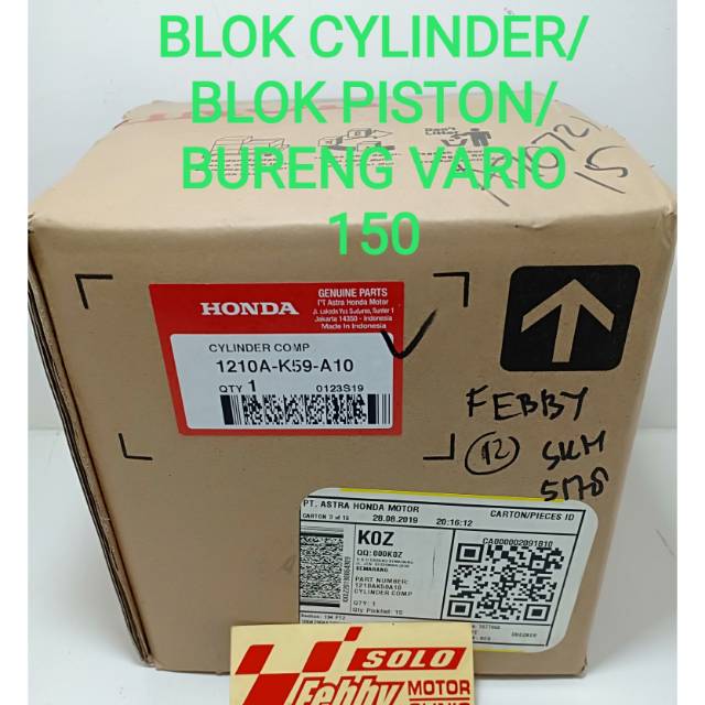 Jual CYLINDER BLOK BURENG BORING HONDA VARIO 150 ORIGINAL AHM KODE