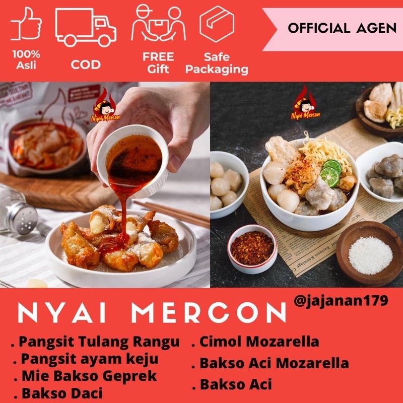 Jual Nyai Mercon Agen Resmi Pangsit Tulang Rangu Baso Aci Cimol