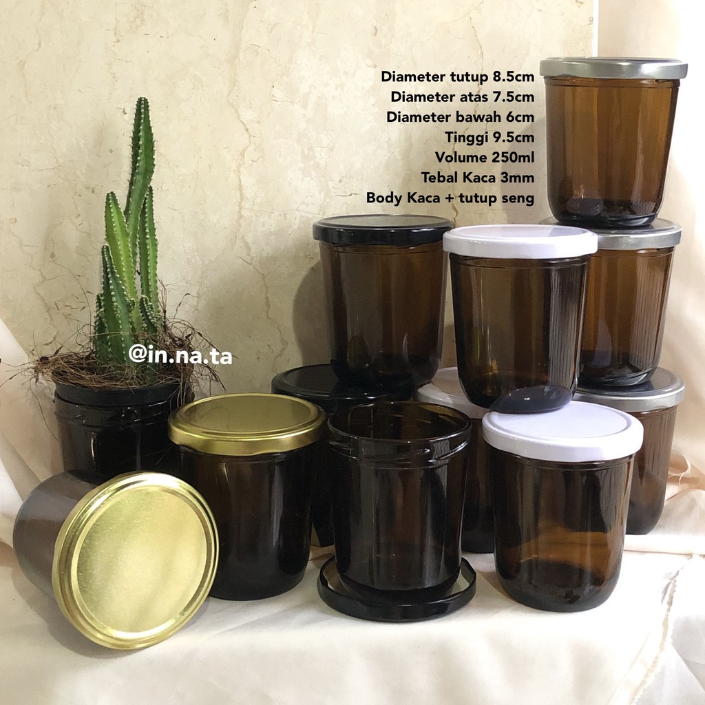 Jual Reglass Amber Jar Toples Kaca Tutup Seng Botol Mason Jar Ml