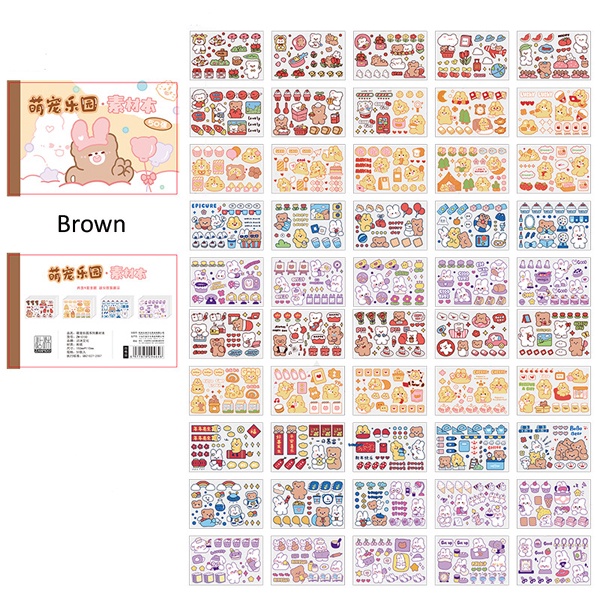 Jual 50 Lembar Buku Stiker Hias Karakter Lucu Momo Beruang Kelinci Cute