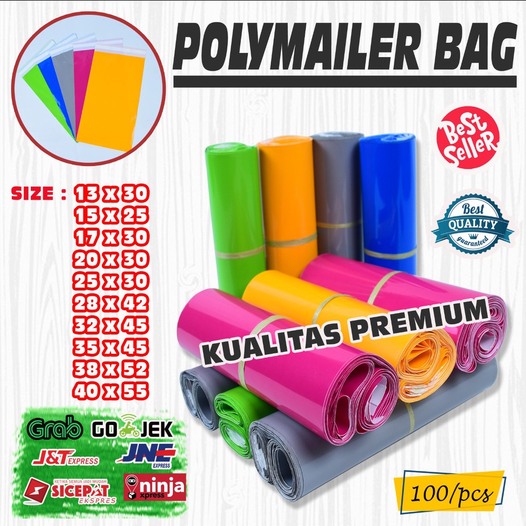 Jual Polymailer Kantong Kemasan Amplop Plastik Tebal 20X30 WARNA