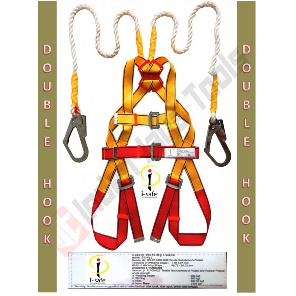 Jual I SAFE Full Body Harness SNI DOUBLE BIG HOOK Safety Belt Sabuk