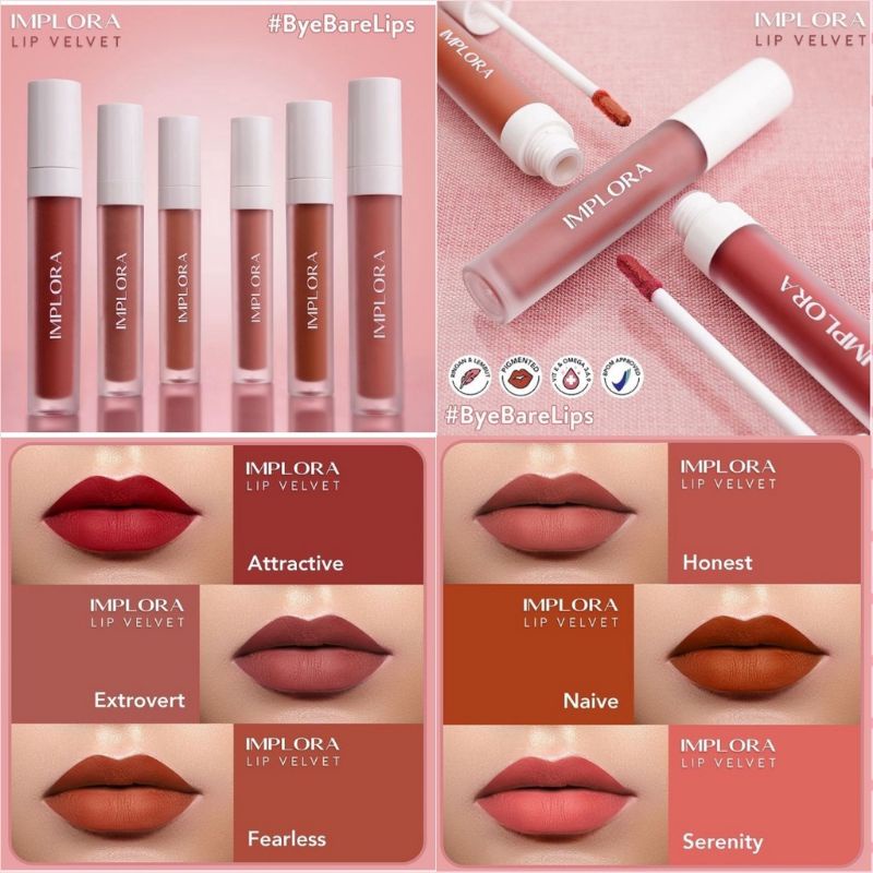 Jual Implora Lip Velvet Attractive Honest Extrovert Naive Fearless