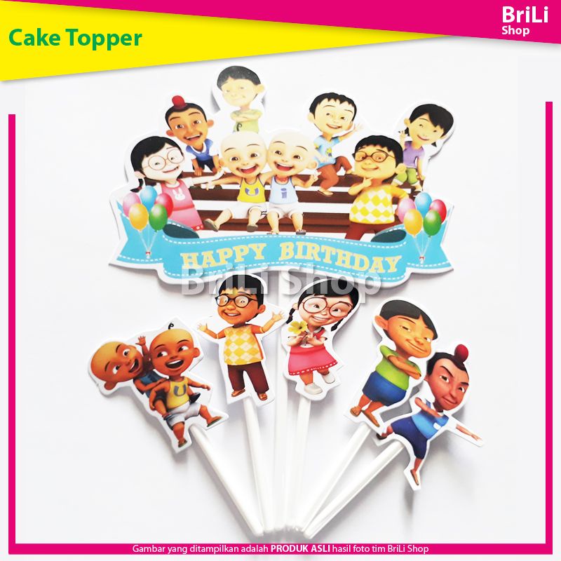 Jual Cake Topper HAPPY BIRTHDAY Upin Ipin Hiasan Kue Ultah Ulang Tahun